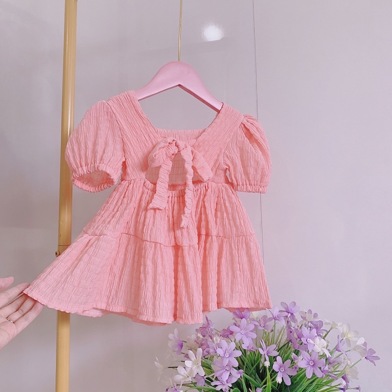 Váy cho bé Váy hồng thắt nơ lưng xinh xắn cho bé gái