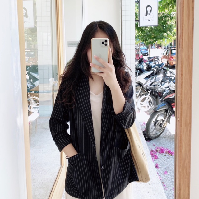 Áo blazer hoạ tiết kẻ Ma Vie