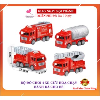 Bộ Đồ Chơi 4 Xe Ô Tô Cứu Hỏa Chạy Bánh Đà Cho Bé
