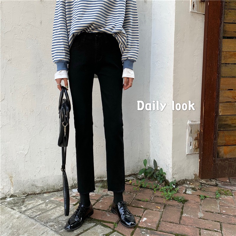  Xiaozhainv Quần jeans thời trang nữ ống rộng lưng cao phong cách Hàn Quốc | BigBuy360 - bigbuy360.vn