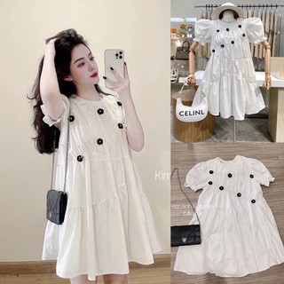 Váy bbdoll trắng đính hoa xinh xắn hàng đẹp chất mềm⚡️Ảnh thật