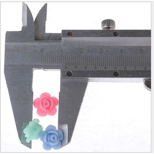 10-25-50gam  hạt nhựa hoa hồng đế bằng 12/18mm có lỗ xỏ vòng, làm đồ chơi