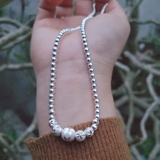Sale dây chuyền bi cát phay chuẩn bạc ta nguyên chất cho bé