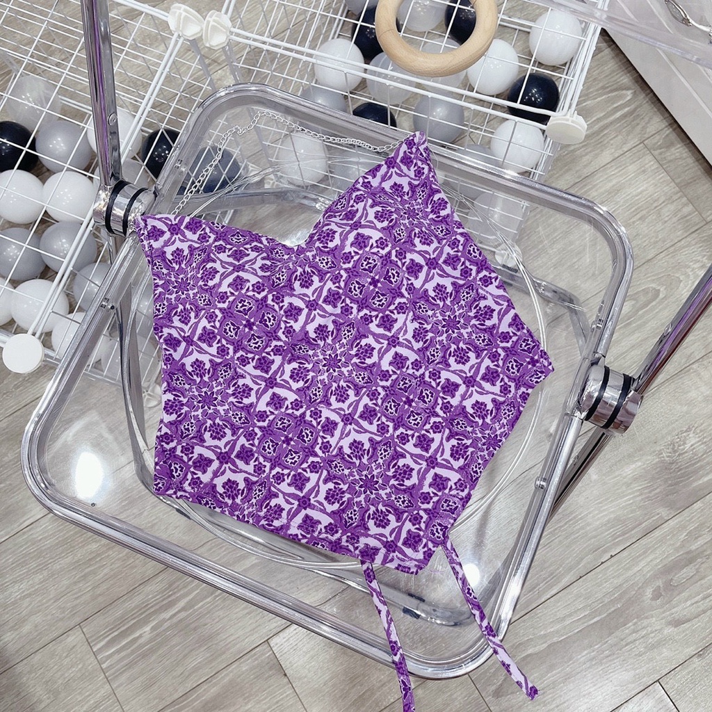 áo yếm xích đeo cổ họa tiết cột dây lưng hở sexy na