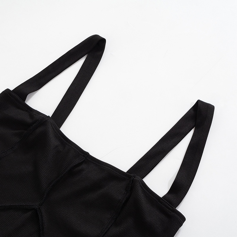 Fashion Women's Strap Lace Up Tank Top &amp; Midi Wasit Slim Skirt Set