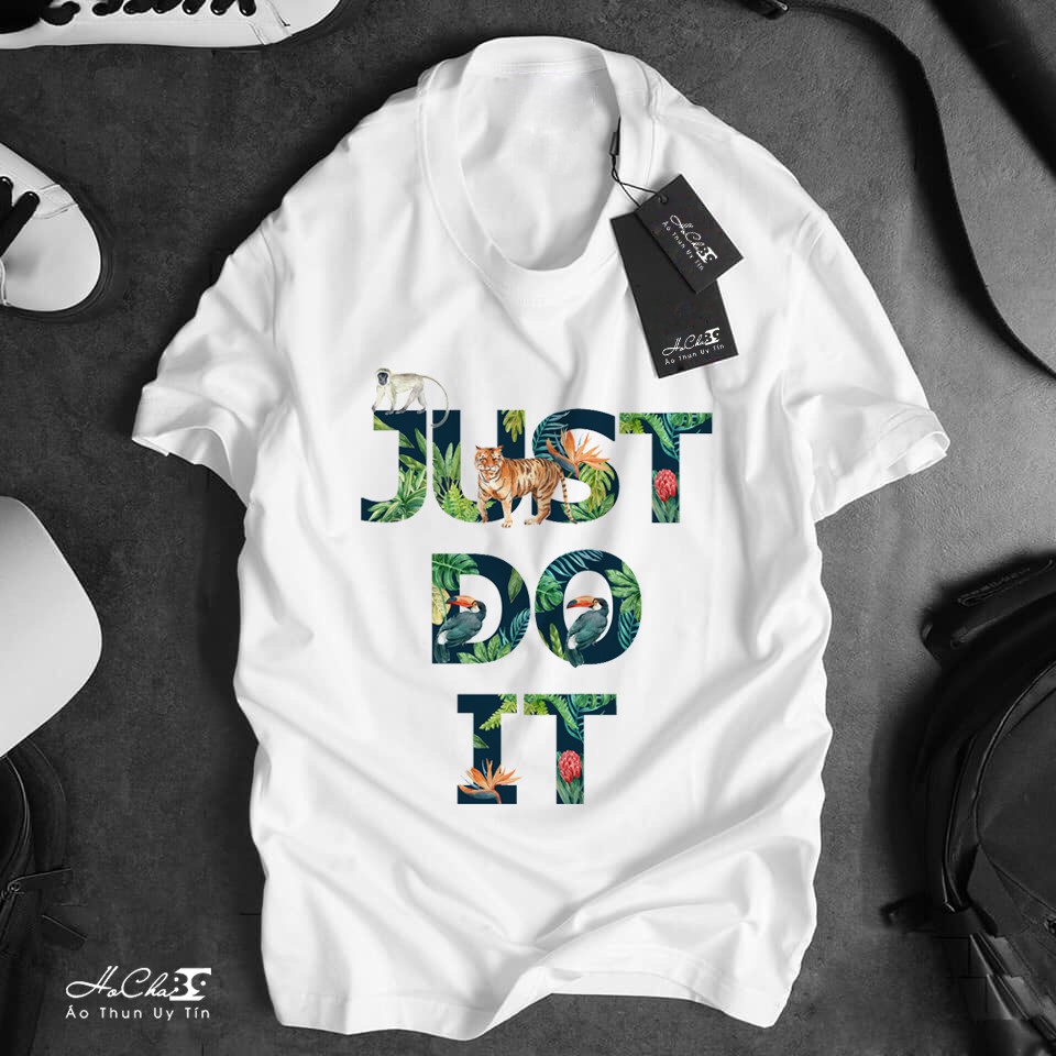 Áo thun JUST DO IT - Độc Quyền - Vải Dày Mịn May Dây Cổ Móc Xích Cao Cấp (Có Hình Thật)