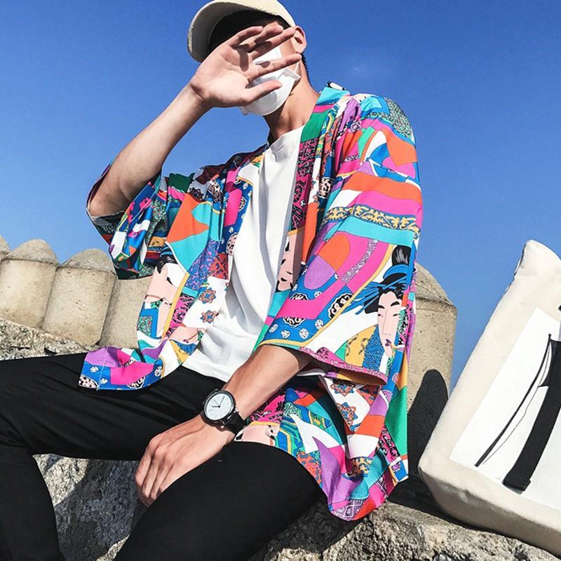 [Baywellfashion]Áo khoác kimono tay lỡ phong cách Nhật Bản cho nam