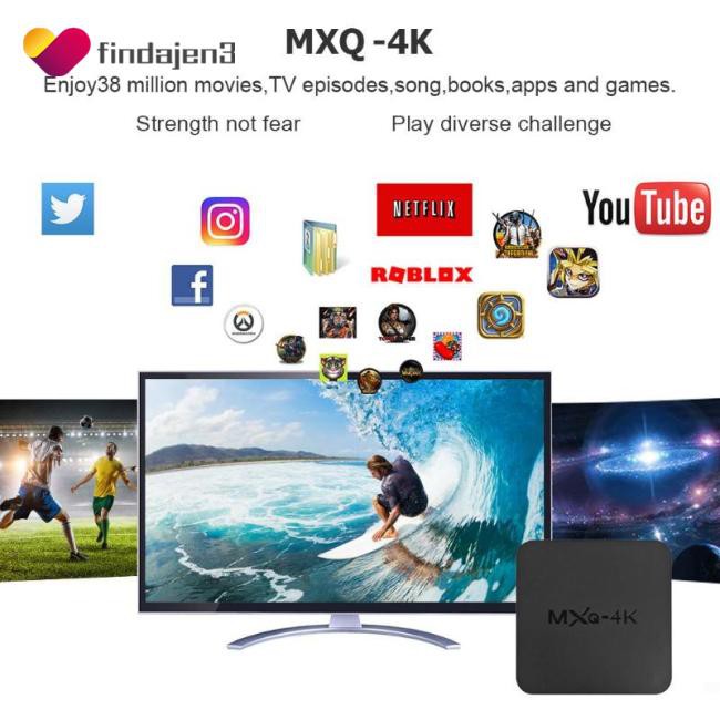 Bộ Tv Box Mxq 4k Android 7.1 2.4g Wifi Dlna Rk3229 Lõi Tứ 1g + 8g Và Phụ Kiện