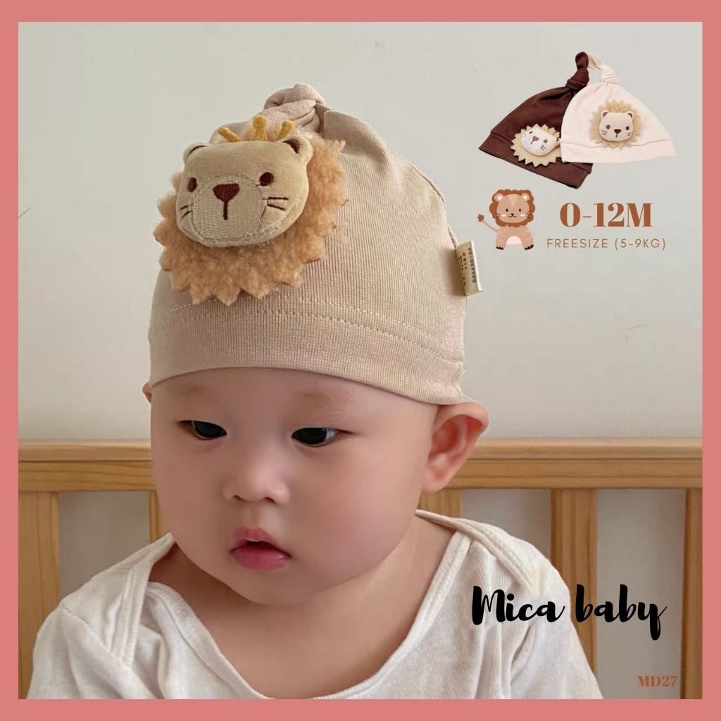 Mũ cotton thắt nút hình thú đáng yêu cho bé từ 5-9kg MD27 Mica baby