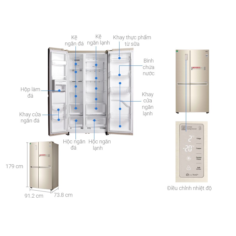 Tủ lạnh LG Inverter 626 lít GR-B247JG