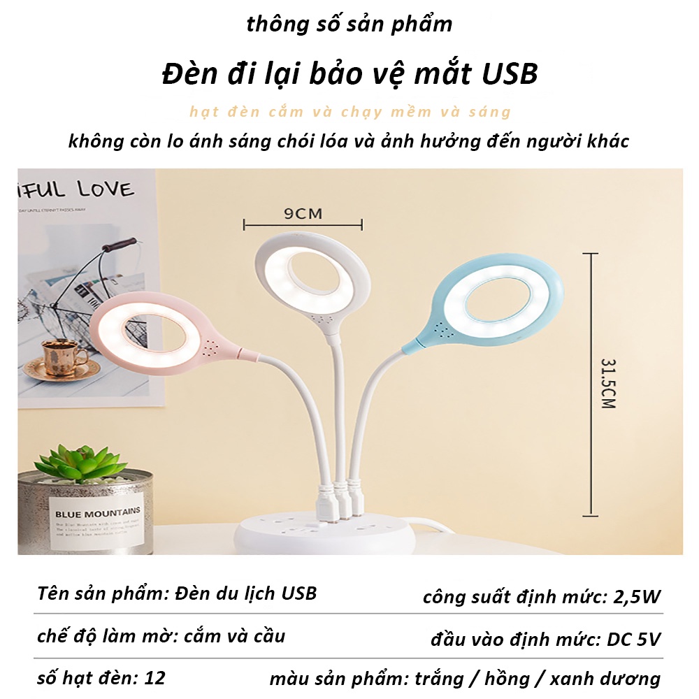 Đèn Led USB Di Động Để Bàn Cho Máy Tính PC Laptop Vòng Nhẫn
