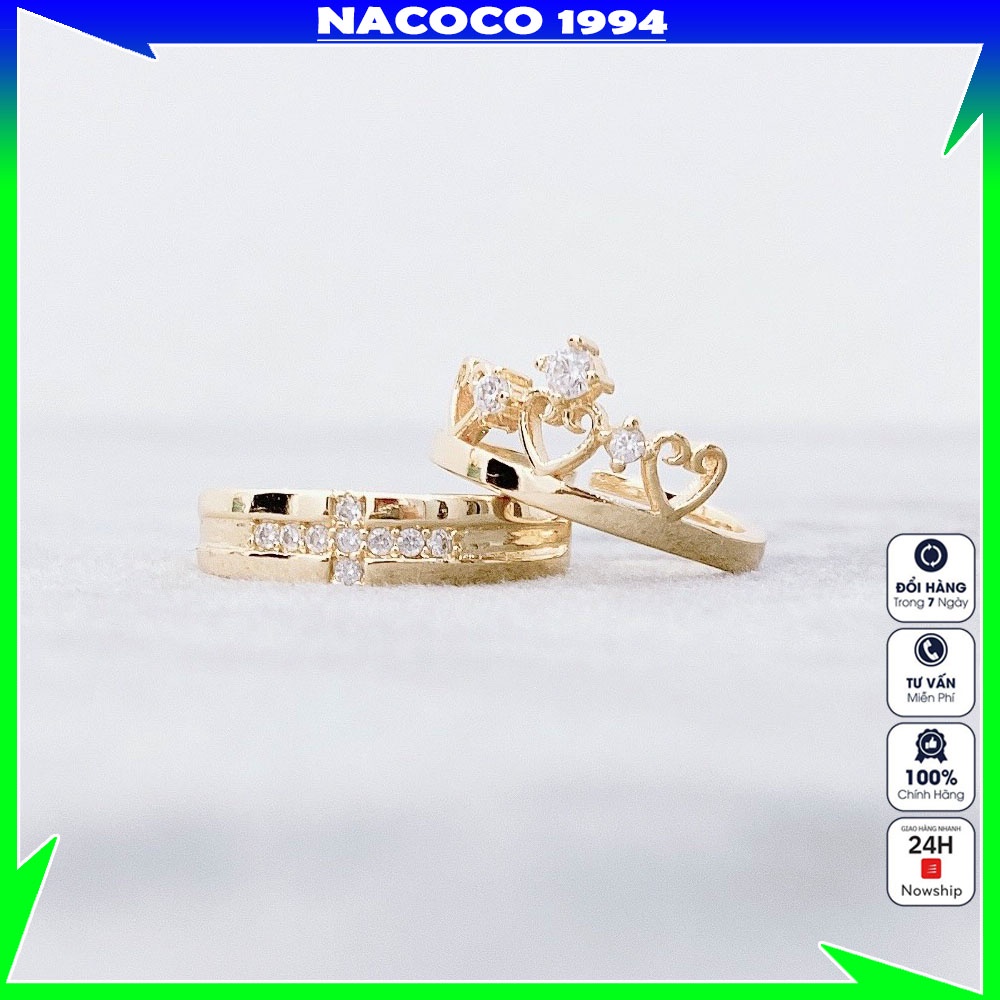 Nhẫn đôi nam nữ NACOCO, Nhẫn cặp đính đá sang trọng cao cấp Jewelry NV01 thiết kế hở dễ dàng điều chỉnh kích cỡ