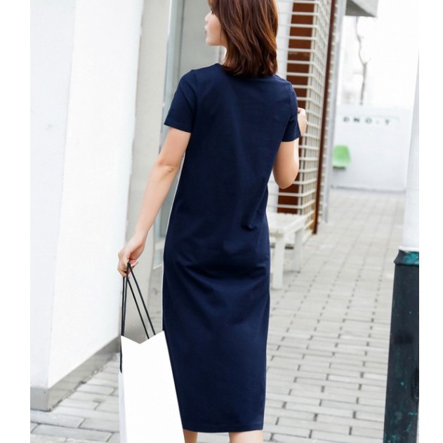 Đầm thun suông dáng dài cổ tim | BigBuy360 - bigbuy360.vn