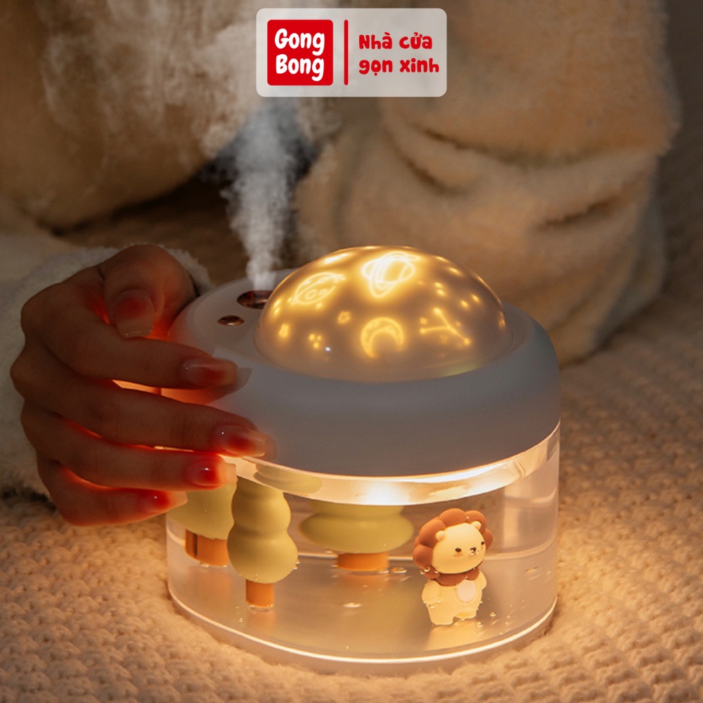 Đèn ngủ chiếu ngàn sao trần nhà 3d phun sương xoay tự động trang trí phòng độc đáo