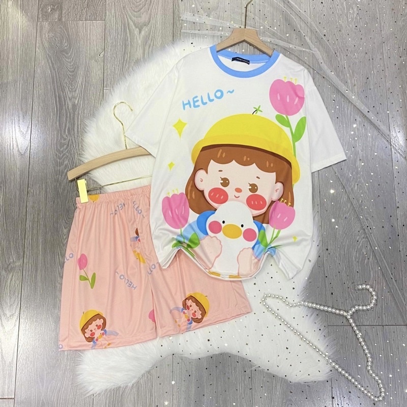 Set đồ bộ ngủ mặc ở nhà in hình dễ thương giá rẻ - clothingforgirl
