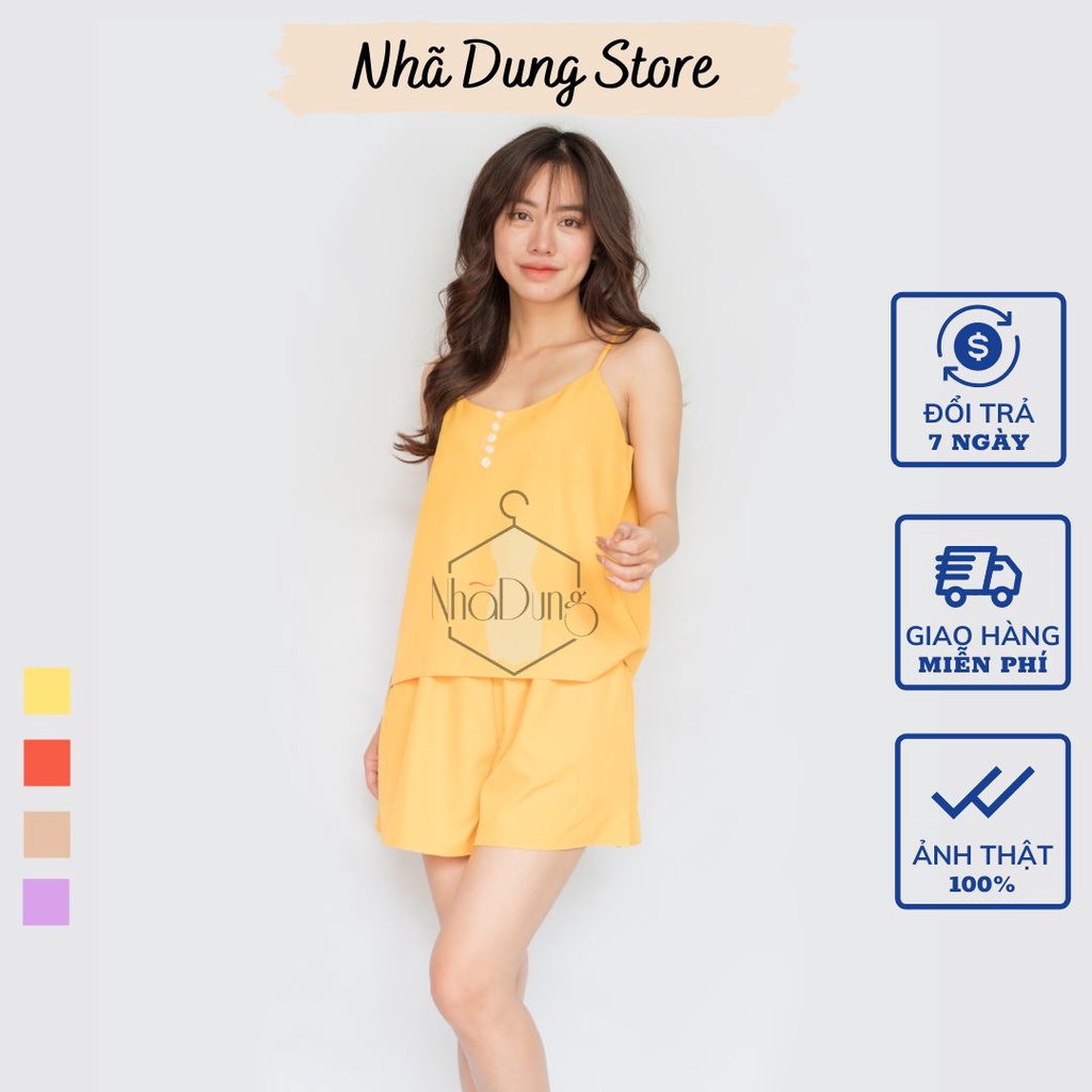 Đồ bộ nữ mặc nhà 2 dây lụa cao cấp 5 nút Nhã Dung Store siêu mát kiểu dáng sexy đủ size dưới 65kg