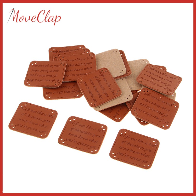 Set 20 Nhãn Da PU In Chữ Handmade Lzdxwcke3 Dùng Trang Trí Quần Áo DIY