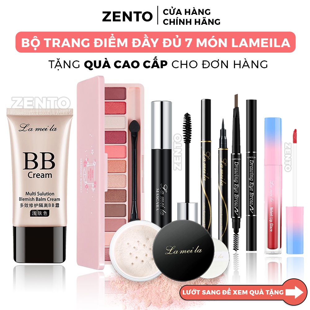 Bộ trang điểm đầy đủ LAMEILA 7 món makeup đầm nữ xinh Kem BB, Phấn phủ, Phấn mắt, Mascara, Kẻ mày, Kẻ mắt nước, Son kem