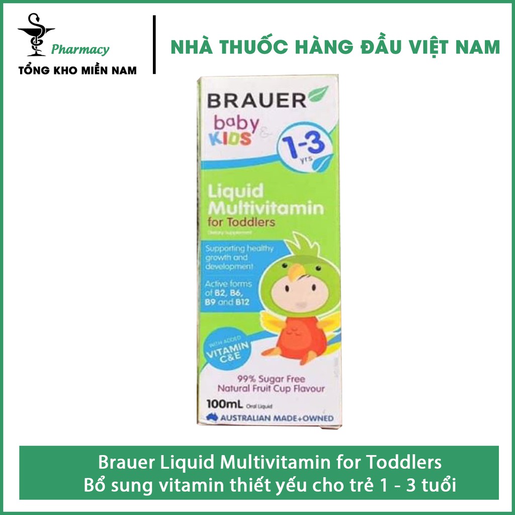 Siro Brauer Babby Kids Liquid Multivitamin For Toddlers - Bổ sung vitamin cho trẻ từ 1 đến 3 tuổi - chai 100ml