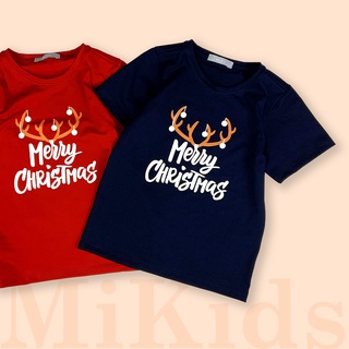 Áo phông cho bé In Chữ Merry Christmas, Thun Cotton dày mịn mát Cho Bé đến 55Kg mặc chơi noel