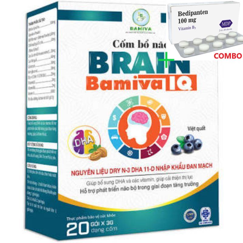 Combo Bedipanten 100mg +  Cốm bổ não BRAIN BAMIVA IQ giúp trẻ em phát triển não bộ hộp 20 gói