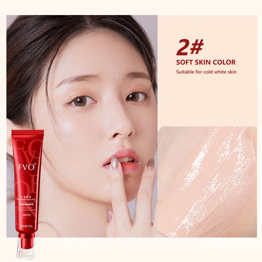 Red ginseng Kem Nền Che Khuyết Điểm polypeptide Dưỡng Ẩm Làm Sáng Da Kiềm Dầu Lâu Trôi Chống Thấm Nước 30g