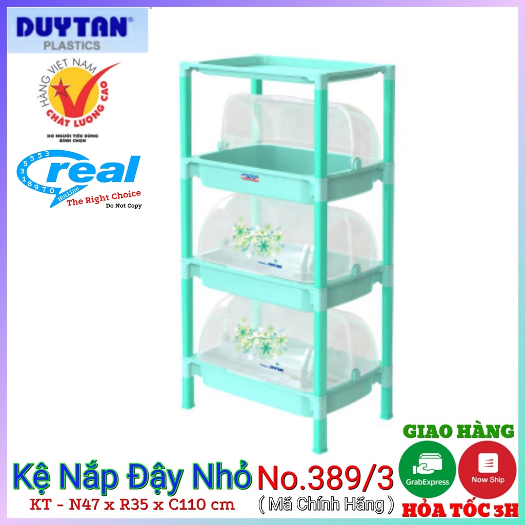 Kệ chén có nắp duy tân 3 ngăn-4 tầng- CÓ NẮP ĐẬY - KT 47 x 35.5 x110 cm