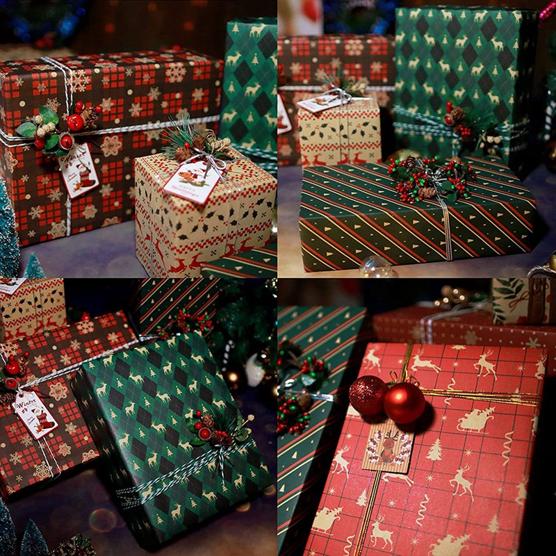 Set 8 Tờ Giấy Gói Quà / Sinh Nhật / Tiệc Giáng Sinh Xinh Xắn