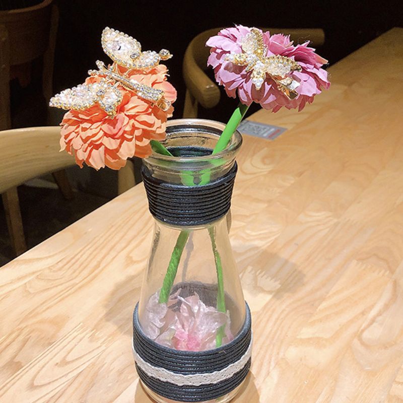 Kẹp Tóc Mái Bằng Kim Loại Hình Bướm Đính Đá Pha Lê Lấp Lánh Cho Nữ