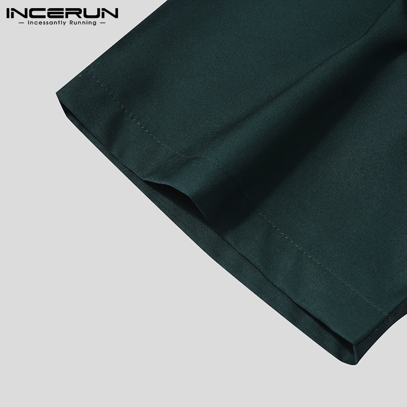 Áo sơ mi INCERUN tay ngắn dáng rộng cài nút in họa tiết hoa thiết kế trẻ trung cho nam