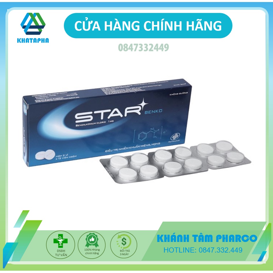 ✅ Kẹo Ngậm STAR BENKO Hộp 24 Viên -  Xóa tan cảm giác, mệt mỏi