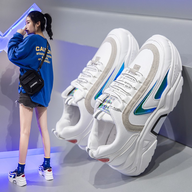 Giày thể thao nữ Phản quang, Clunky Sneaker, Phong cách Hàn Quốc 2020 mẫu mới 3 màu có sẵn (D203)