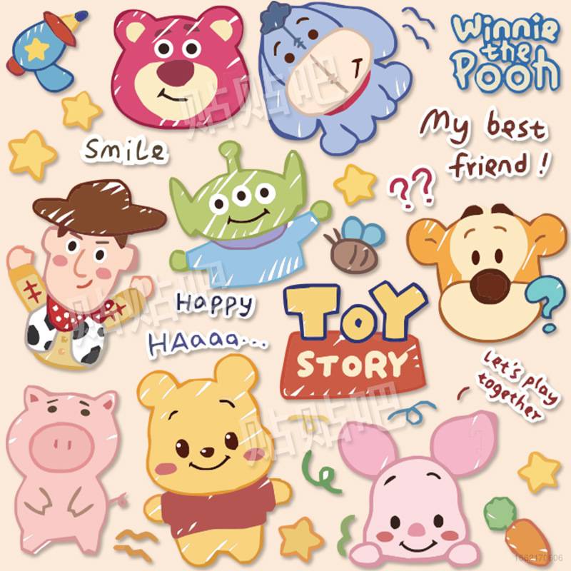 Sticker Dán Trang Trí Mũ Bảo Hiểm / Xe Máy / laptop In Hoạ Tiết Hoạt Hình Toy Story Winnie Lotso Woody