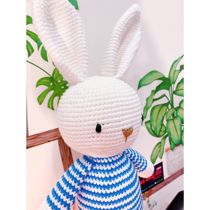 Thỏ ôm tai dài - thỏ len handmade - quà tặng cho bé