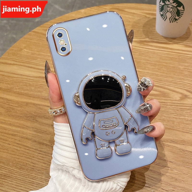 Ốp Điện Thoại Mềm Mạ Điện Hình Phi Hành Gia 3D Có Giá Đỡ Cho iphone XR X XS Max