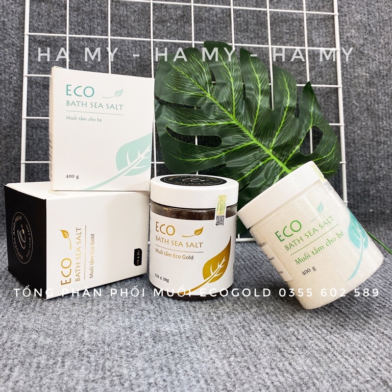 COMBO Muối Nâu Eco Gold 400gr và Muối Trắng Eco 400gr - Bộ đôi hoàn hảo chăm sóc da bé