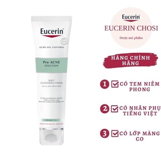 [GIẢM MỤN] Eucerin Sữa Rửa Mặt Tạo Bọt Dịu Nhẹ Cho Da Mụn Eucerin Pro Acne Solution Gentle Cleansing Foam 150g