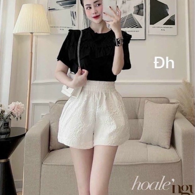 Quần Short Nữ Dập Nổi 3d Xốp Phồng Hàng Đẹp Xinh Xắn - Quần Sooc Xốp Hoa Phối Nhiều Kiểu Áo Năng Động
