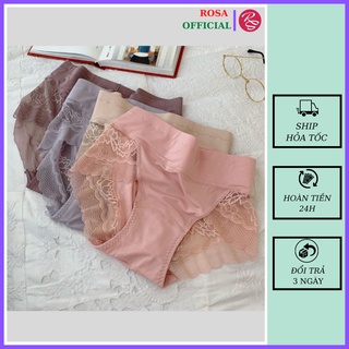 Quần lót nữ quần chip cotton cao cấp phối ren bụng cạp cao che khuyết điểm thoáng mát Rosa RS18