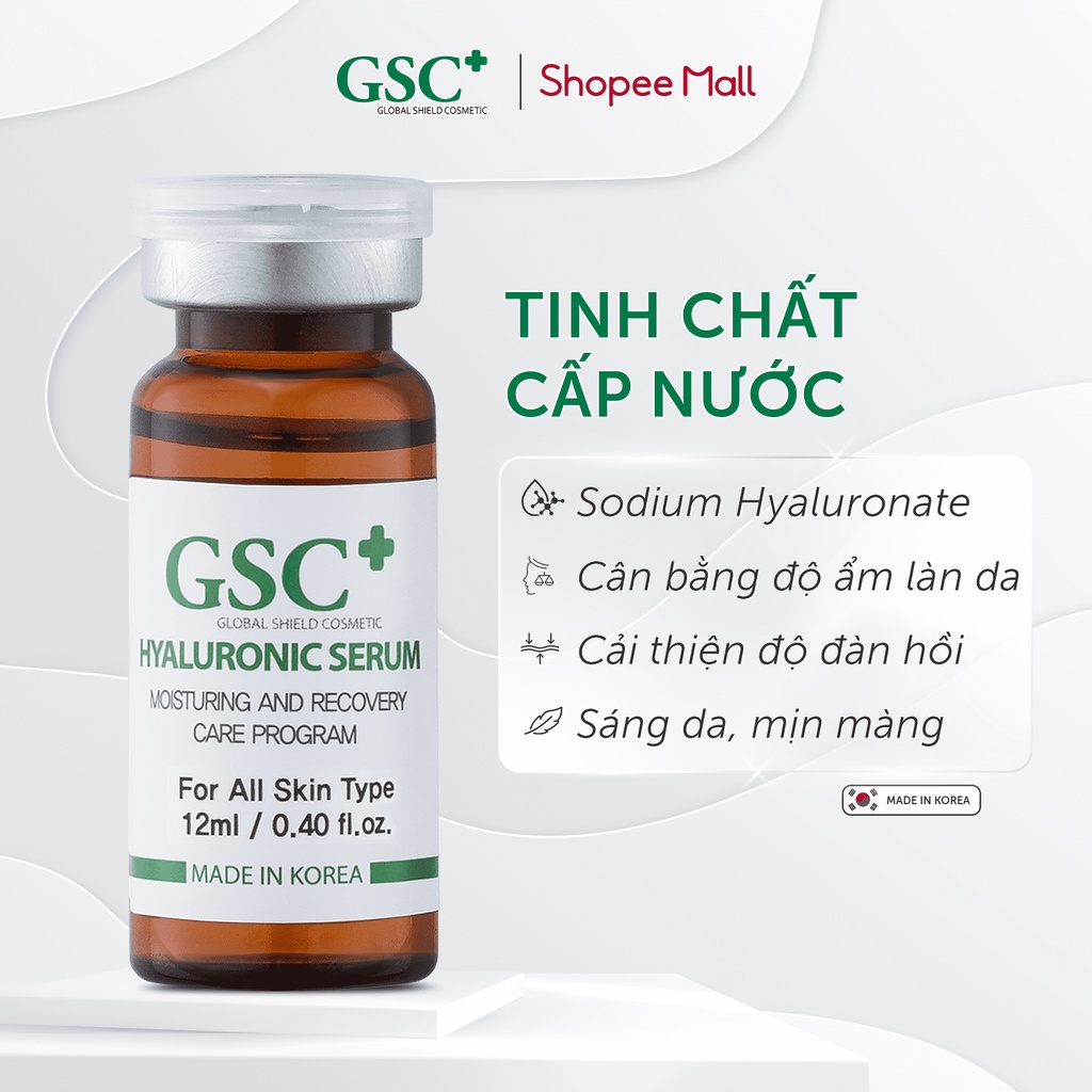 Serum HA GSC Hyaluronic Serum cho da treatment xâm lấn giúp cấp nước dưỡng trắng da 12ml /50ml