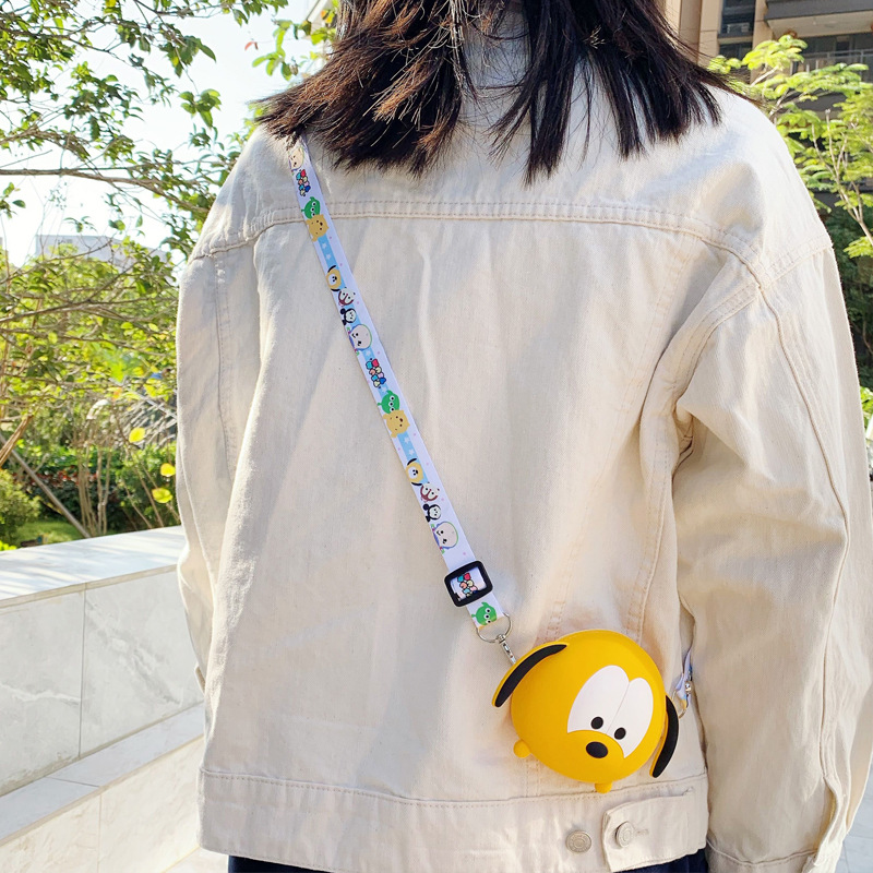 túi đựng tiền Korean Version Cartoon Dog Minnie Sling Bag Crossbody Silicone Wallet Card Shoulder Bag Diagonal Girls Women Soft Coin Purse Bag with Strap