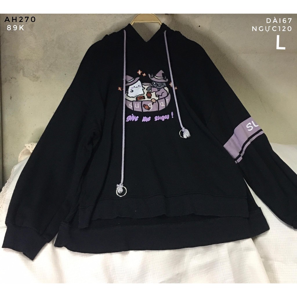 Áo Hoodies nữ nỉ hàng2hand chất nỉ da cá sz L mã AH270 TIEM2021