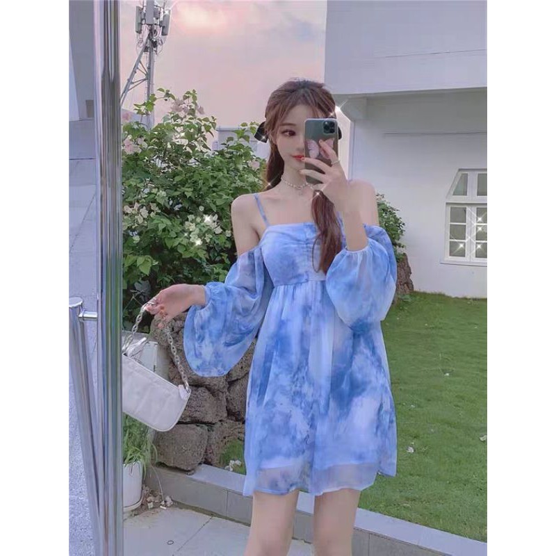 CÓ SẴN  - Đầm tiểu thư ulzzang retro Pháp hở vai 2 cách mặc (có ảnh thật)