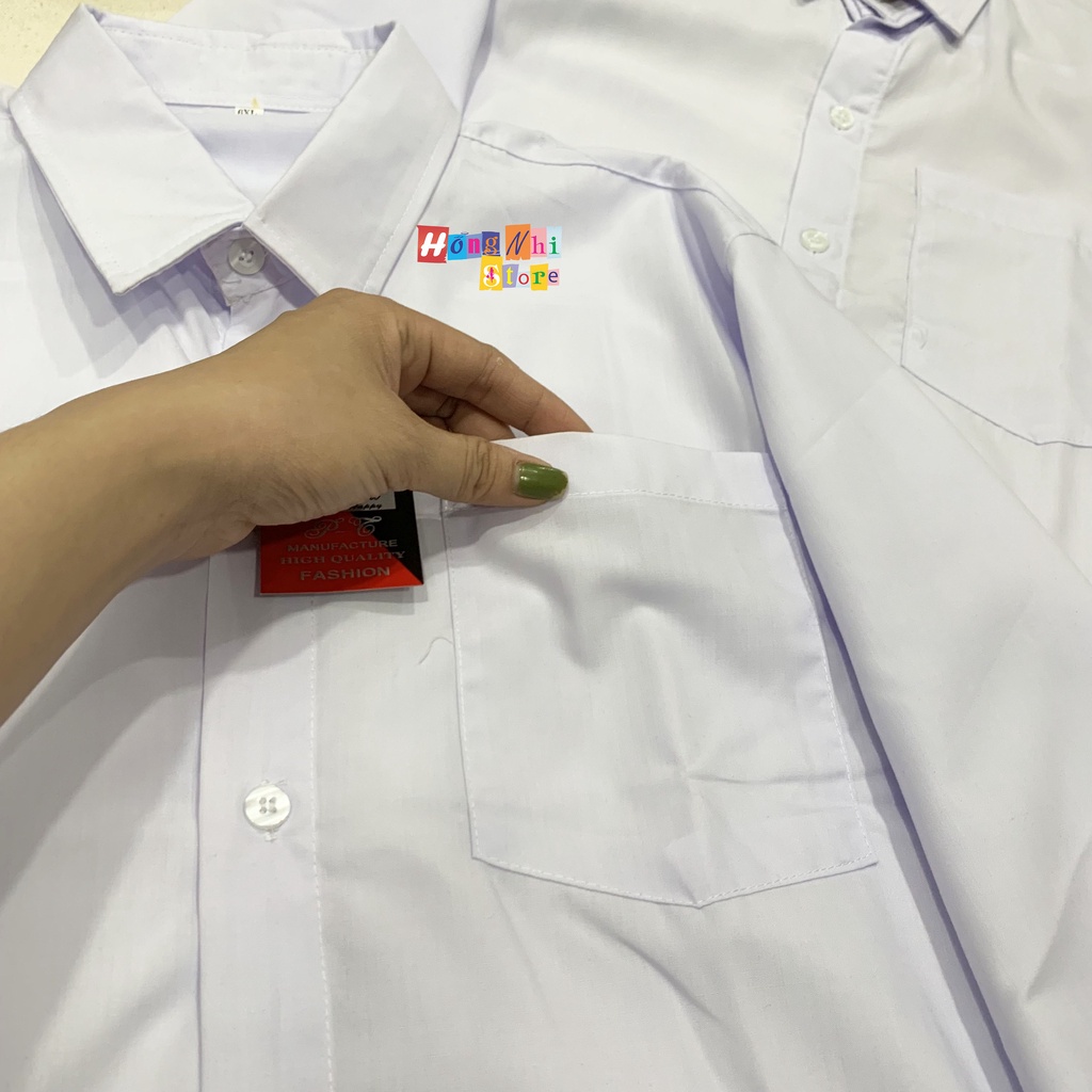 Sơ Mi Trắng Nam Tay Dài Đi Học 1 Túi Dáng Rộng 85kg Trở Lại Ulzzang Hồng Nhi Store