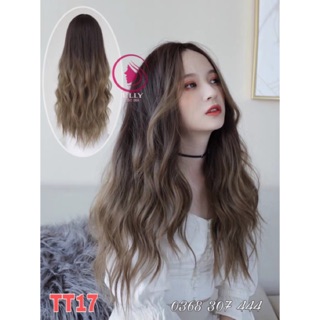 Tóc Giả Nữ Cả Đầu Nâu Trà Nhẹ Nhàng Hai Mái Siêu Xinh