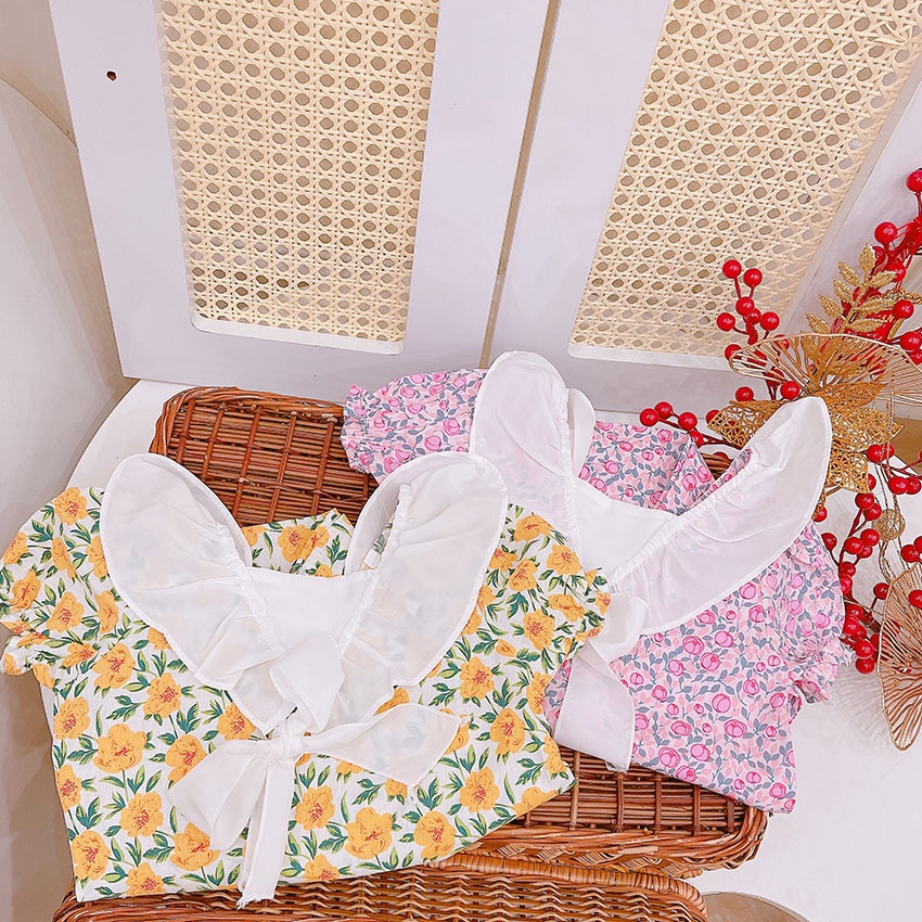 VÁY CHO BÉ GÁI HỌA TIẾT HOA XINH XỈU PHỐI BÈO XINH VÁY MỀM NHŨN, MAY TỈ MỈ SIZE 9-21KG [V33]