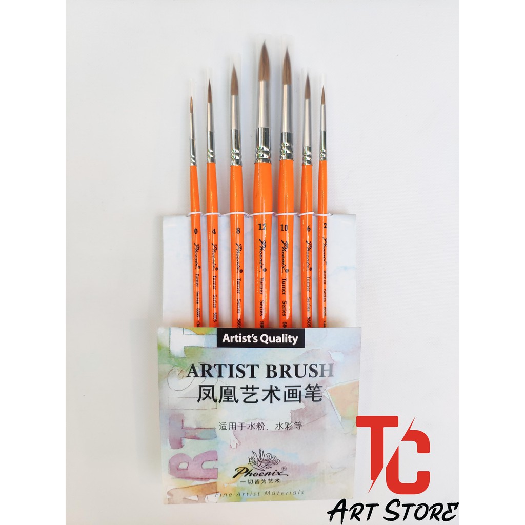 [TC Art Store] Bộ Cọ Vẽ Phoenix 8805S-7( Đầu Nhọn, cán tròn)