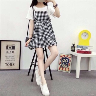 Đầm may liền giả yếm