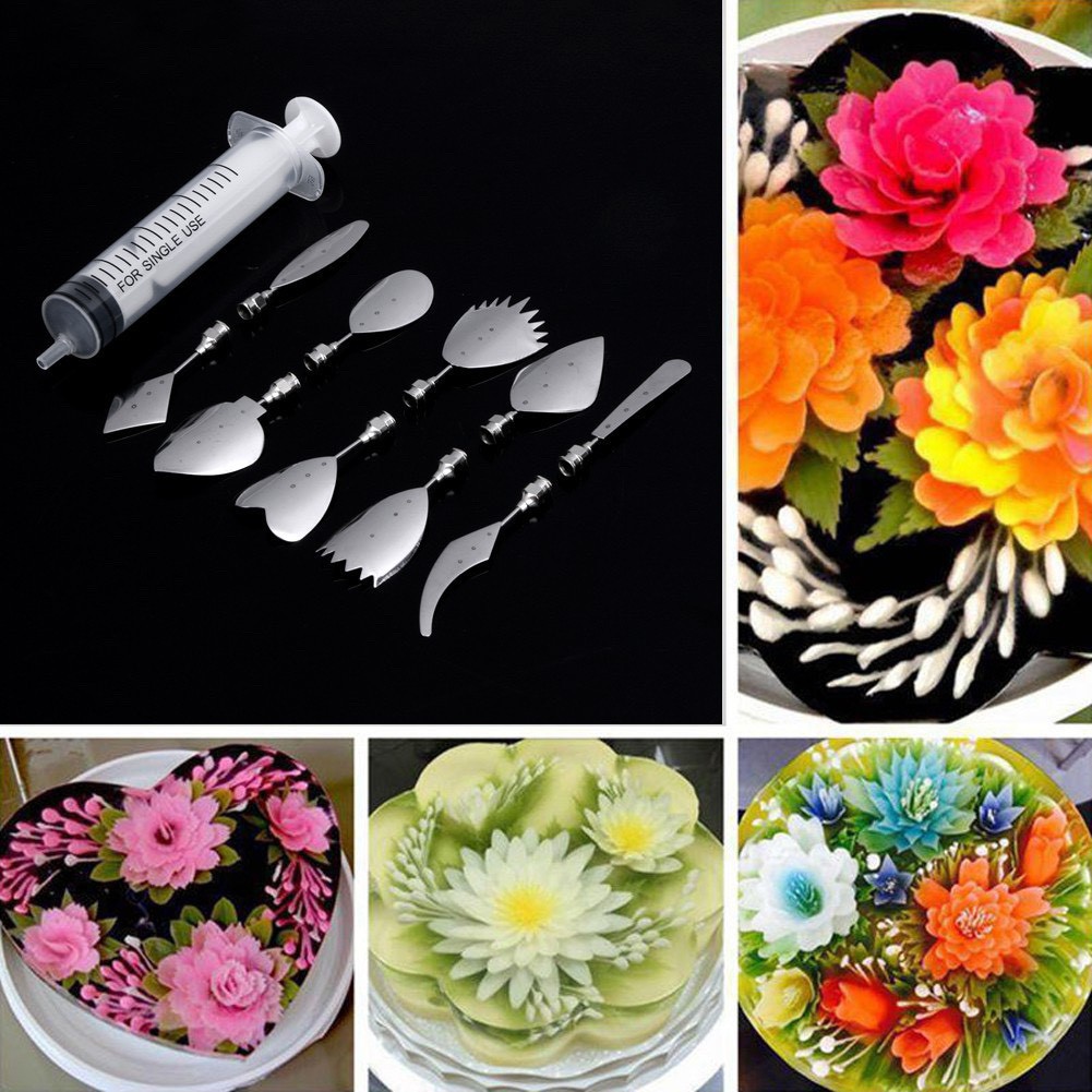 Bộ 10 kim Làm Thạch Rau Câu 3D Nghệ Thuật tặng kèm ống bơm