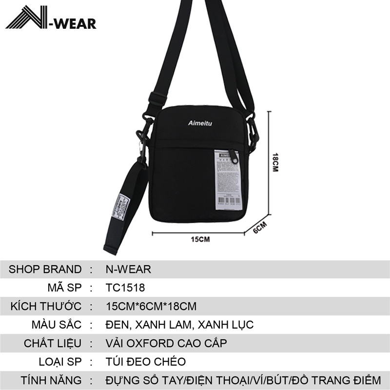 Túi đeo chéo mini nam cao cấp chống thấm nước, Túi nam đeo chéo đi học, đi chơi, du lịch, dã ngoại TC1518